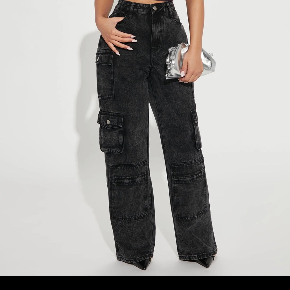 acid black wash cargo pants